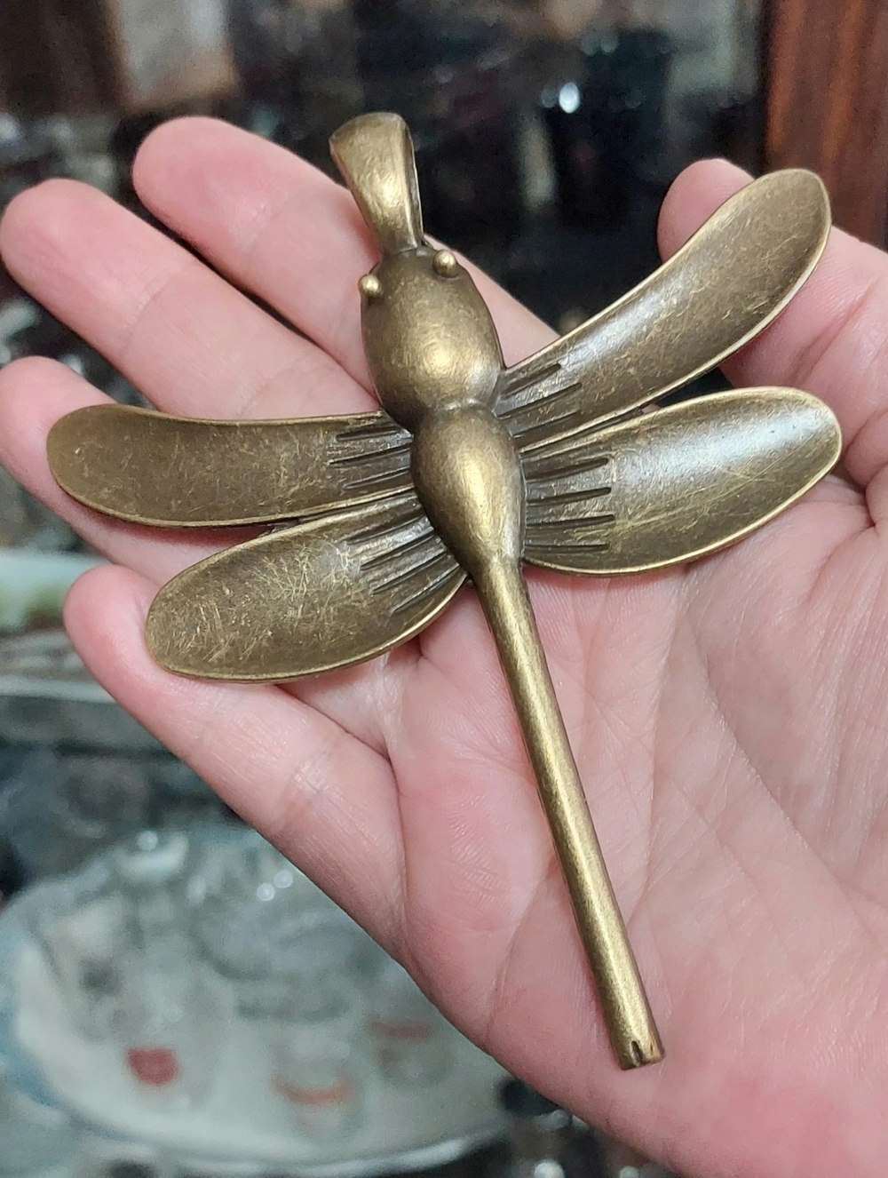 Dragonfly Necklace Pendant  - Large Bronze Womens Boho Jewelry